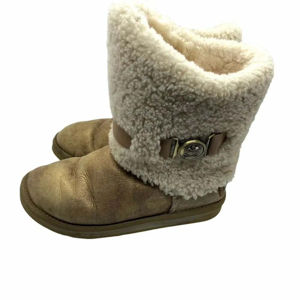 Snow Boot Australia Luxe Collective Tan Shearling Fold Over Size 6 Cozy Winter